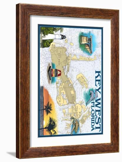 Key West, Florida - Nautical Chart-Lantern Press-Framed Art Print