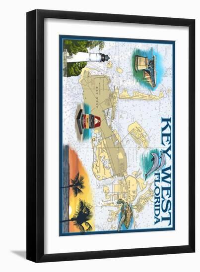 Key West, Florida - Nautical Chart-Lantern Press-Framed Art Print