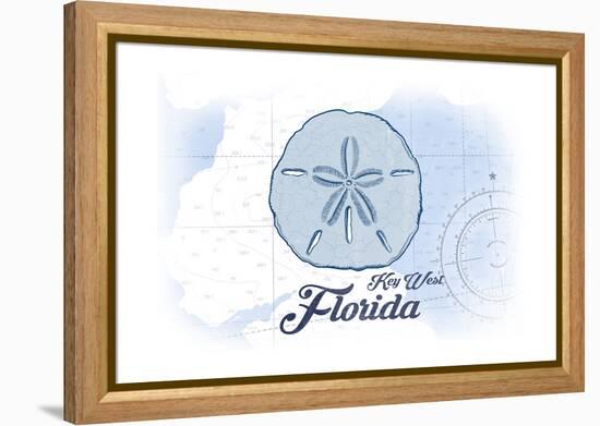 Key West, Florida - Sand Dollar - Blue - Coastal Icon-Lantern Press-Framed Stretched Canvas