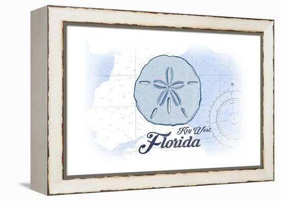 Key West, Florida - Sand Dollar - Blue - Coastal Icon-Lantern Press-Framed Stretched Canvas