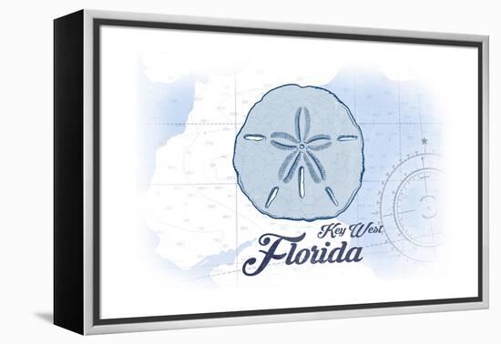 Key West, Florida - Sand Dollar - Blue - Coastal Icon-Lantern Press-Framed Stretched Canvas
