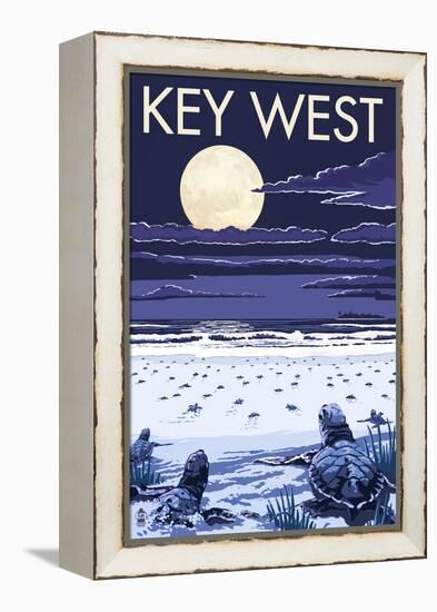 Key West, Florida - Sea Turtles Hatching-Lantern Press-Framed Stretched Canvas