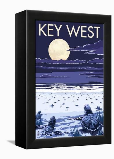Key West, Florida - Sea Turtles Hatching-Lantern Press-Framed Stretched Canvas