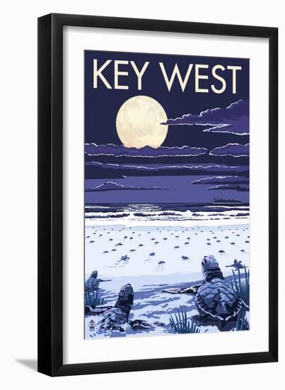 Key West, Florida - Sea Turtles Hatching-Lantern Press-Framed Premium Giclee Print