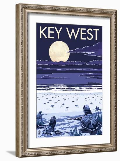 Key West, Florida - Sea Turtles Hatching-Lantern Press-Framed Art Print