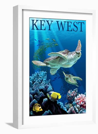 Key West, Florida - Sea Turtles-Lantern Press-Framed Art Print