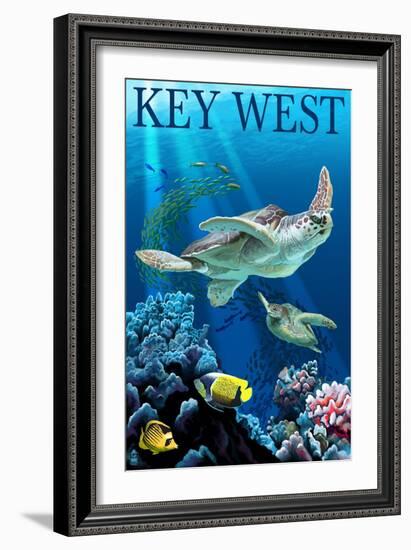 Key West, Florida - Sea Turtles-Lantern Press-Framed Art Print