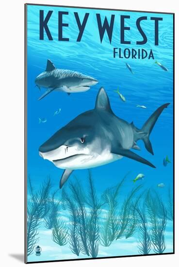 Key West, Florida - Sharks-Lantern Press-Mounted Art Print
