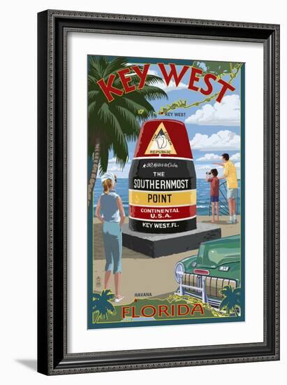 Key West, Florida - Southernmost Point-Lantern Press-Framed Art Print