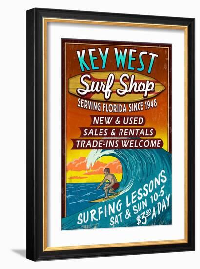 Key West, Florida - Surf Shop-Lantern Press-Framed Art Print