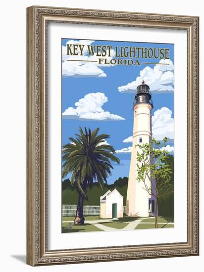 Key West Lighthouse, Florida Day Scene-Lantern Press-Framed Art Print