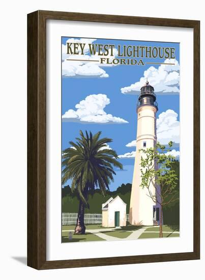 Key West Lighthouse, Florida Day Scene-Lantern Press-Framed Art Print