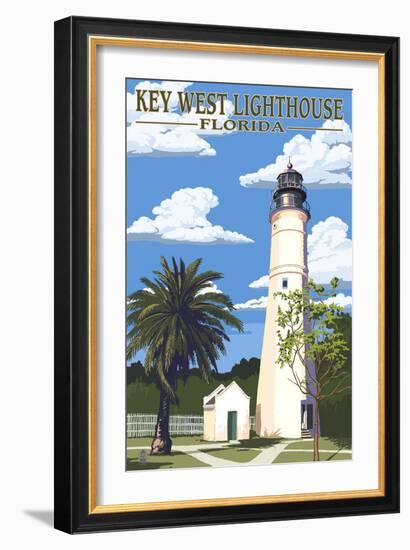 Key West Lighthouse, Florida Day Scene-Lantern Press-Framed Art Print