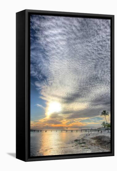 Key West Pier Sunset Vertical-Robert Goldwitz-Framed Premier Image Canvas