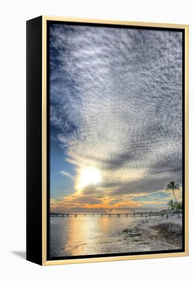Key West Pier Sunset Vertical-Robert Goldwitz-Framed Premier Image Canvas