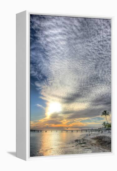 Key West Pier Sunset Vertical-Robert Goldwitz-Framed Premier Image Canvas