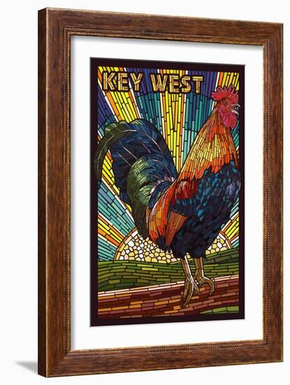 Key West - Rooster Mosaic-Lantern Press-Framed Art Print