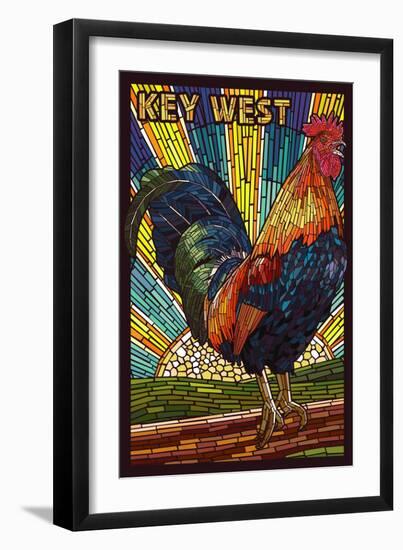 Key West - Rooster Mosaic-Lantern Press-Framed Art Print