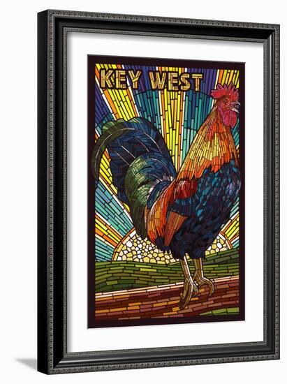 Key West - Rooster Mosaic-Lantern Press-Framed Art Print