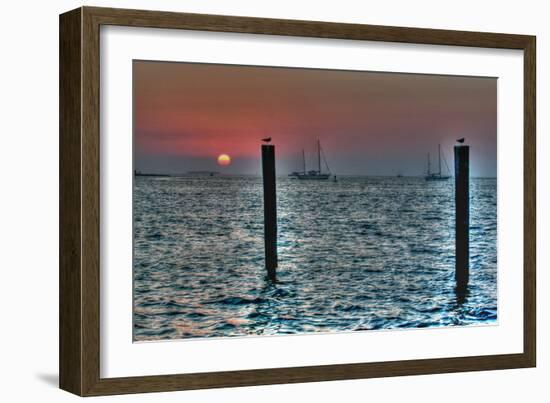 Key West Sunset Two Pilings-Robert Goldwitz-Framed Photographic Print