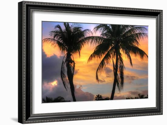 Key West Two Palm Sunrise-Robert Goldwitz-Framed Photographic Print