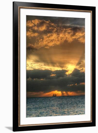 Key West Vertical with Schooner-Robert Goldwitz-Framed Photographic Print