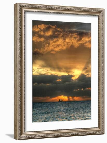 Key West Vertical with Schooner-Robert Goldwitz-Framed Photographic Print