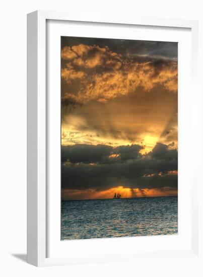 Key West Vertical with Schooner-Robert Goldwitz-Framed Photographic Print