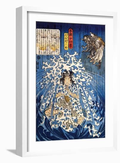 Keyamura Rokusuke under the Hikosan Gongen Waterfall-Kuniyoshi Utagawa-Framed Giclee Print