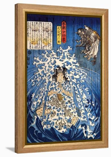 Keyamura Rokusuke under the Hikosan Gongen Waterfall-Kuniyoshi Utagawa-Framed Premier Image Canvas