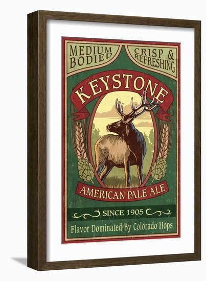 Keystone, Colorado - Elk Head Pale Ale Vintage Sign-Lantern Press-Framed Art Print