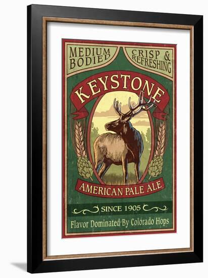 Keystone, Colorado - Elk Head Pale Ale Vintage Sign-Lantern Press-Framed Art Print