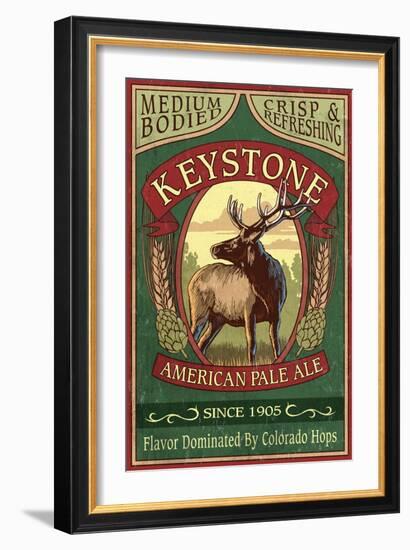 Keystone, Colorado - Elk Head Pale Ale Vintage Sign-Lantern Press-Framed Art Print