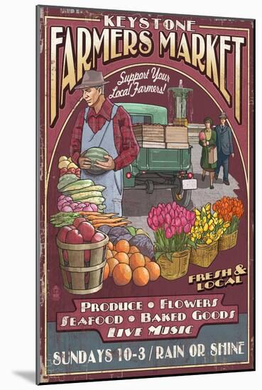 Keystone, Colorado - Farmers Market Vintage Sign-Lantern Press-Mounted Art Print