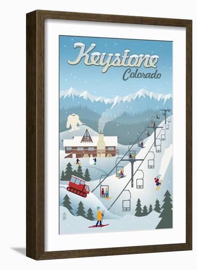 Keystone, Colorado - Retro Ski Resort-Lantern Press-Framed Art Print