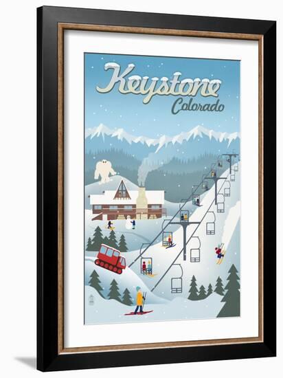 Keystone, Colorado - Retro Ski Resort-Lantern Press-Framed Art Print