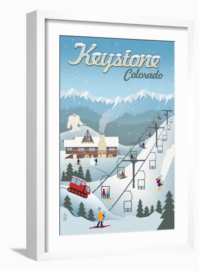 Keystone, Colorado - Retro Ski Resort-Lantern Press-Framed Art Print