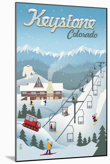 Keystone, Colorado - Retro Ski Resort-Lantern Press-Mounted Art Print