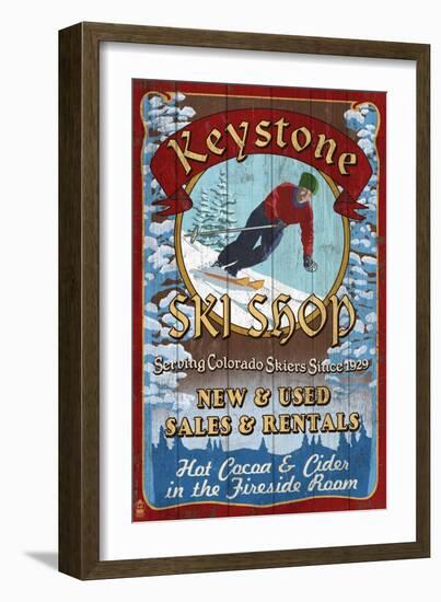 Keystone, Colorado - Ski Shop Vintage Sign-Lantern Press-Framed Art Print