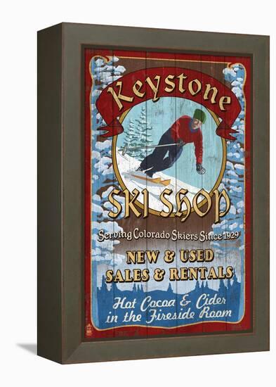 Keystone, Colorado - Ski Shop Vintage Sign-Lantern Press-Framed Stretched Canvas