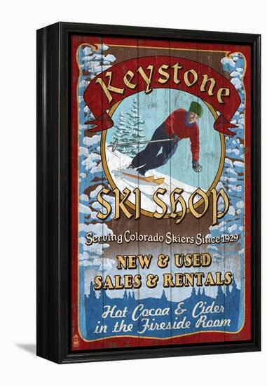 Keystone, Colorado - Ski Shop Vintage Sign-Lantern Press-Framed Stretched Canvas