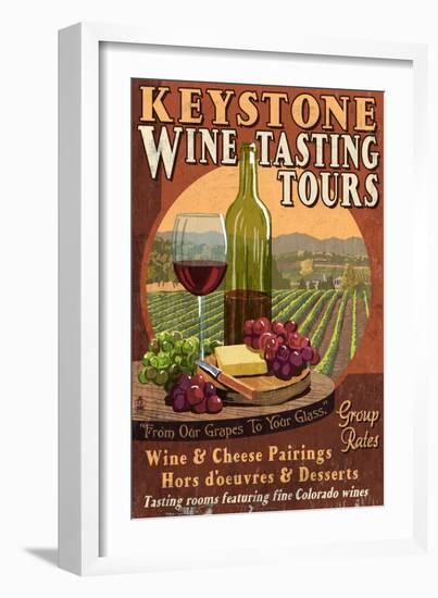 Keystone, Colorado - Wine Tasting Vintage Sign-Lantern Press-Framed Art Print