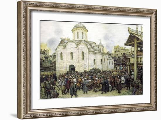 Khan Tokhtamysh's Invasion of Moscow in 1382, 1918-Apollinary Vasnetsov-Framed Giclee Print