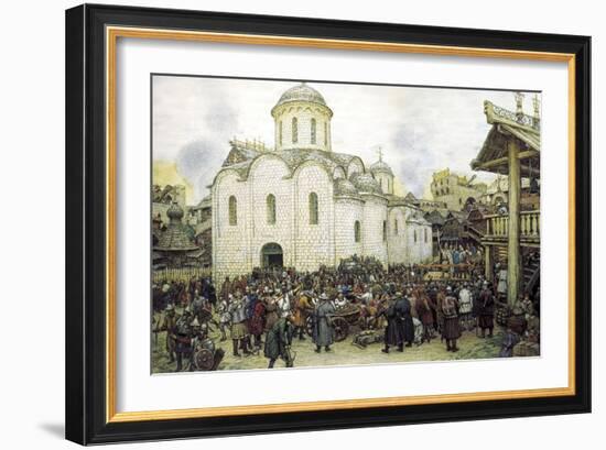 Khan Tokhtamysh's Invasion of Moscow in 1382, 1918-Apollinary Vasnetsov-Framed Giclee Print