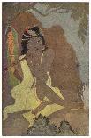 Krishna Defeats the 5 Headed Serpent Kaliya-Khitindra Nath Mazumdar-Framed Art Print