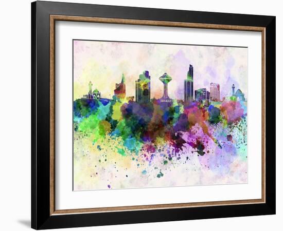 Khobar Skyline in Watercolor Background-paulrommer-Framed Art Print