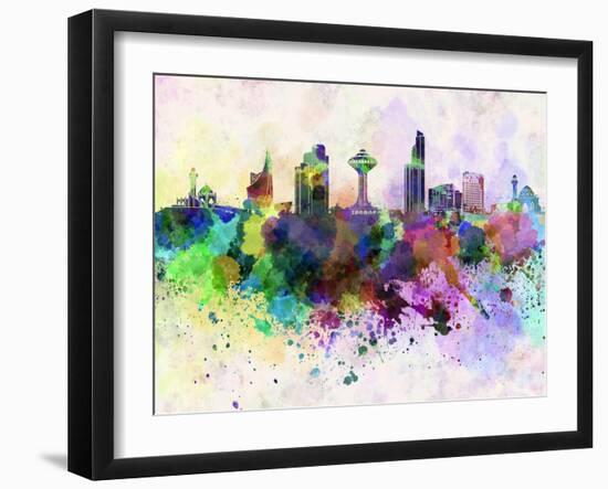 Khobar Skyline in Watercolor Background-paulrommer-Framed Art Print