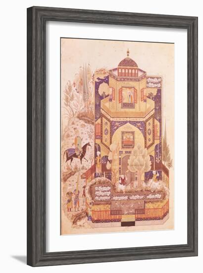 Khusrau in Front of the Palace of Shirin, from "Khusrau and Shirin" by Elyas Nezami 1504-null-Framed Giclee Print