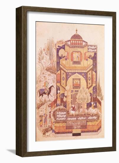 Khusrau in Front of the Palace of Shirin, from "Khusrau and Shirin" by Elyas Nezami 1504-null-Framed Giclee Print