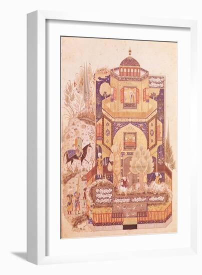 Khusrau in Front of the Palace of Shirin, from "Khusrau and Shirin" by Elyas Nezami 1504-null-Framed Giclee Print